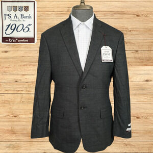 Jos A Bank Sport Coat Mens 40S Brown Stretch Wool 1905 BRRR Plaid Tailored NWT